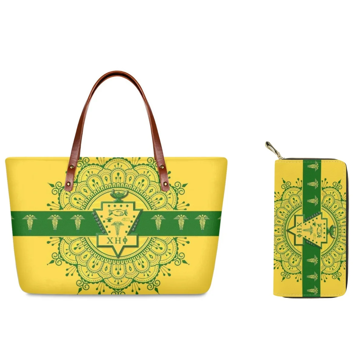 Forudesigns Chi Eta Phi Sorority Tote Bags Grande Capacità 2 Pz/Set Borse Da Donna Portafoglio In Pelle Combo Shopping Storage Makeup