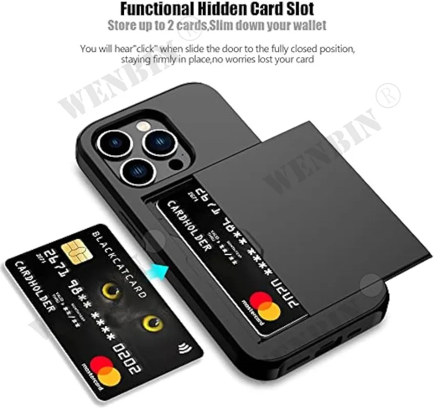 Heavy Duty Slim Wallet Phone Case with Hidden Card Slot and Dual-Layer Shockproof Protection