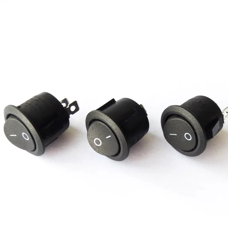 5PCS Black Plastic 2 Pin ON/OFF Round Rocker Switches 6A/250VAC 10A125VAC 20mm Diameter Push Power Button Switch Toggle Switch