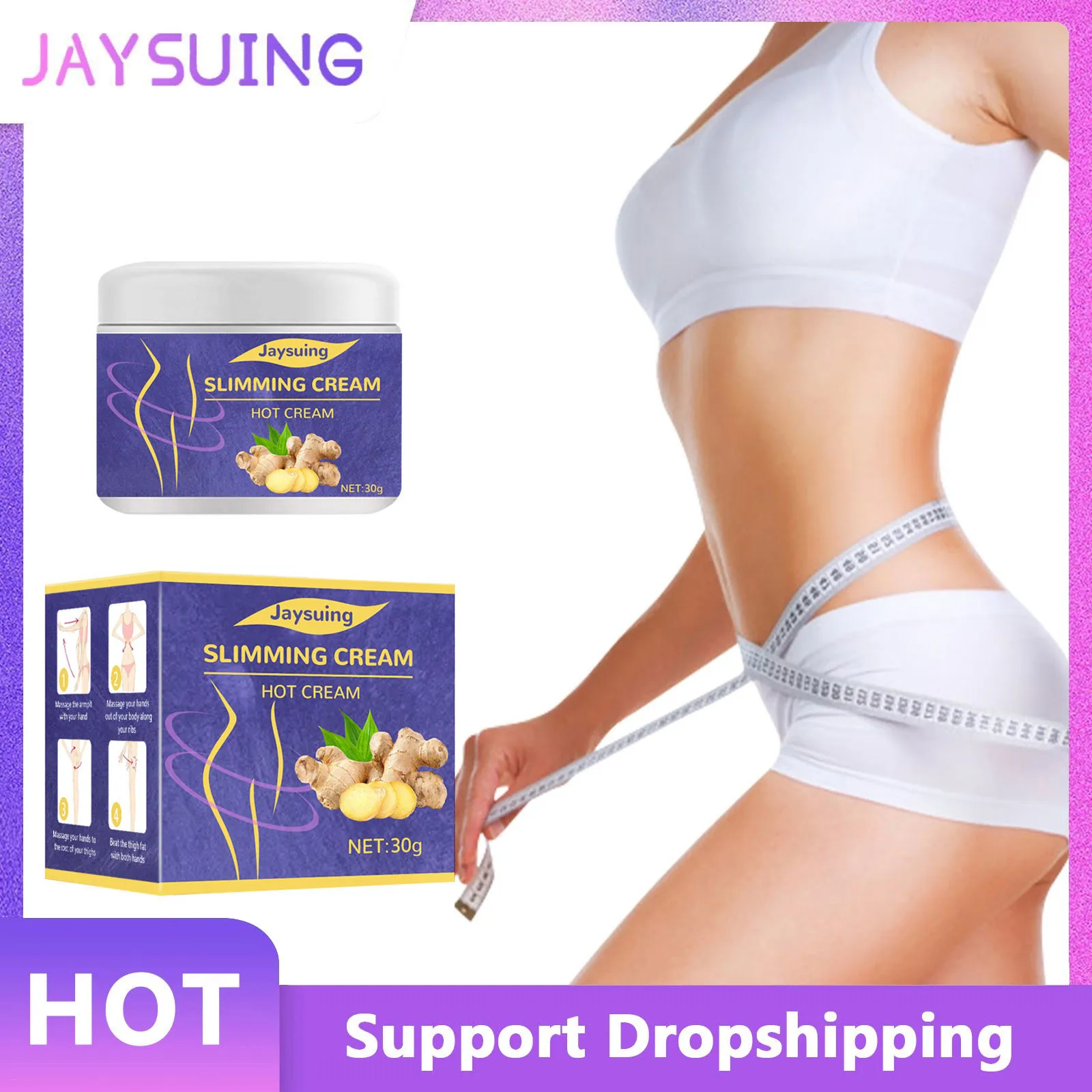 

Hot Ginger Massage Cream Abdominal Cellulite Removal Body S-limming F-at Burning Loss W-eight Sculpting Belly Shaping Cream 30g