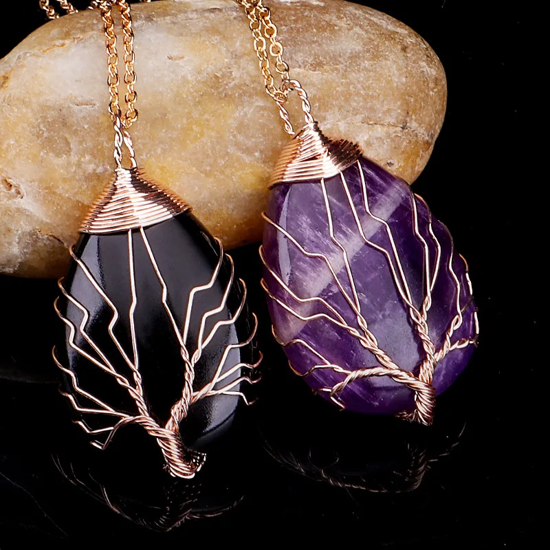 Collana Albero Della Vita Con Chakra In Pietra Naturale E Quarzo - Ciondolo Luna, Gioiello Curativo Per Donna, Regalo Yoga E Meditazione