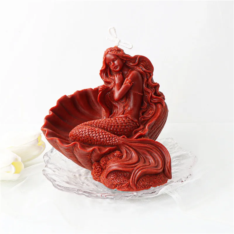 Stampo In Silicone Sirena Bambina Saponi Candele Uso artigianale Natale L.21348