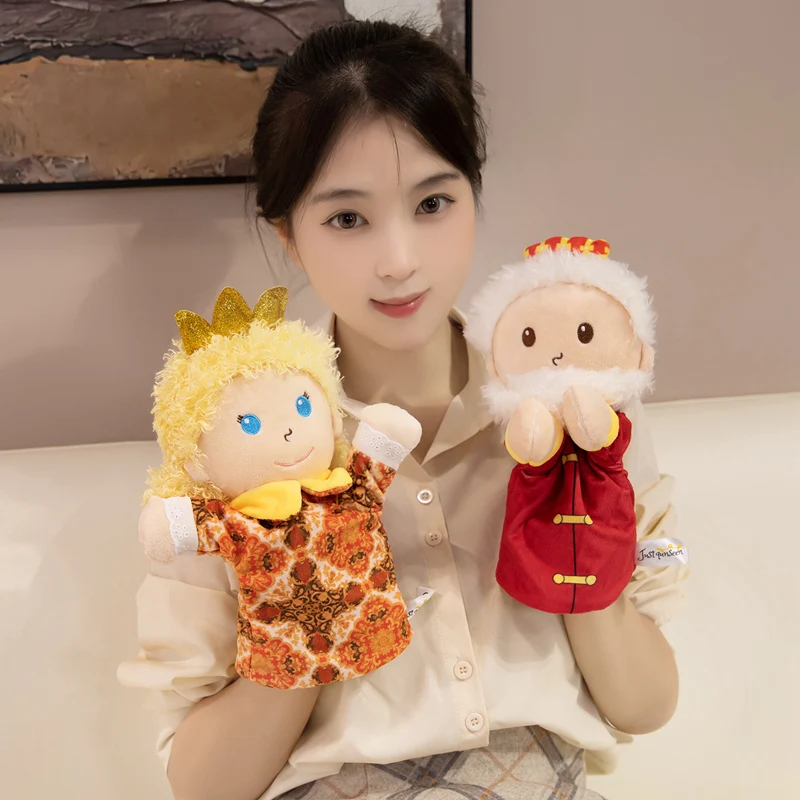 Hand Finger Fairy Tale Plush Puppet Cartoon Prince Princess King Queen Elf Witch Interactive Story Gift animal finger puppet
