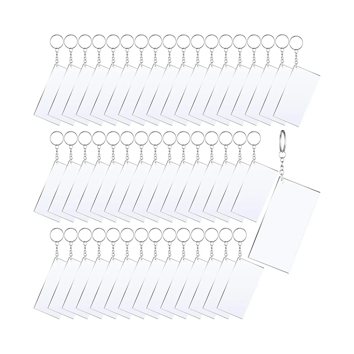 

50 Pcs Sublimation Acrylic Key Chain Blank Clear Song Key Chain Blank for Vinyl Kit Rectangle Key Chain