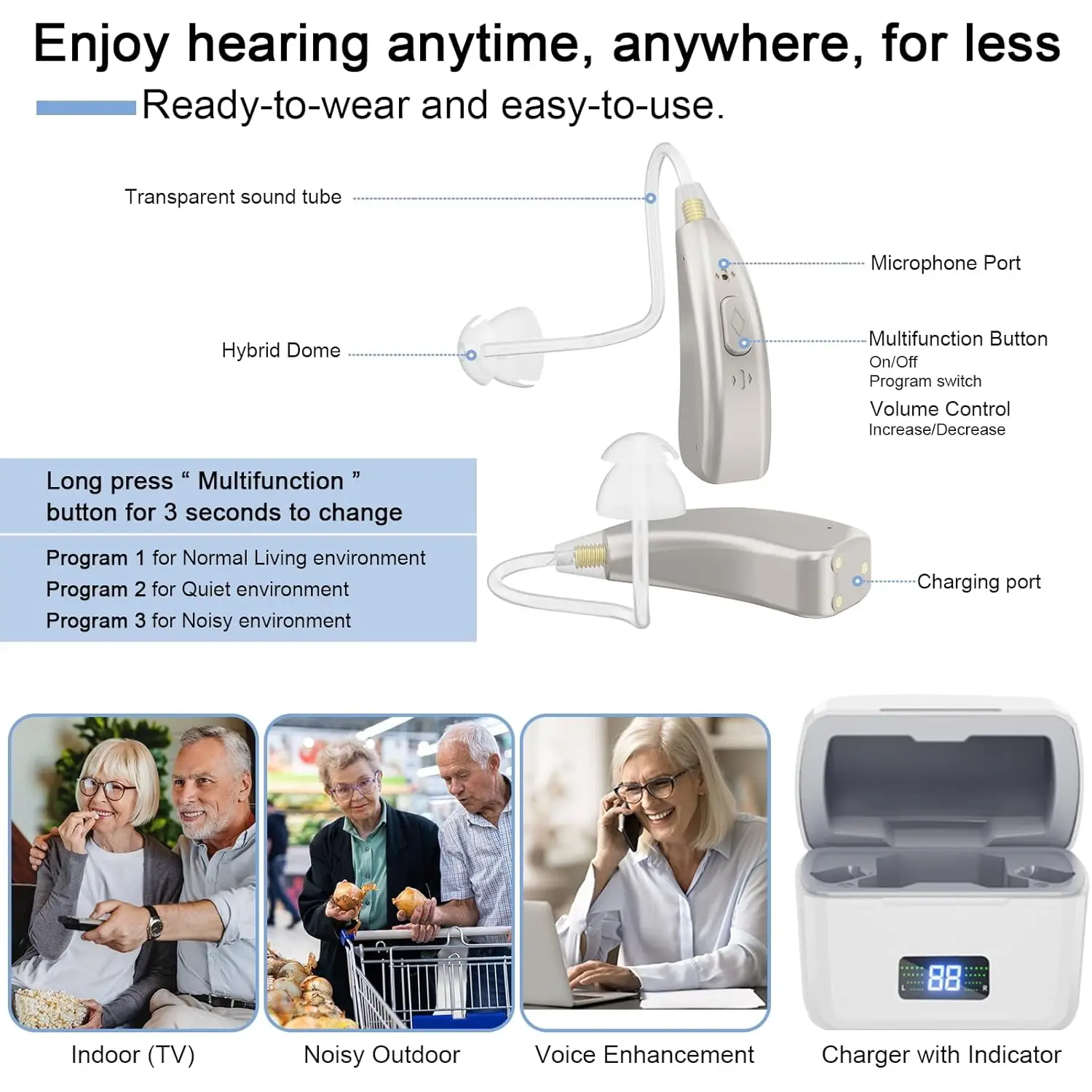 OTC hearing aids for the elderly rechargeable hearing aids noise reduction aids for people with loss