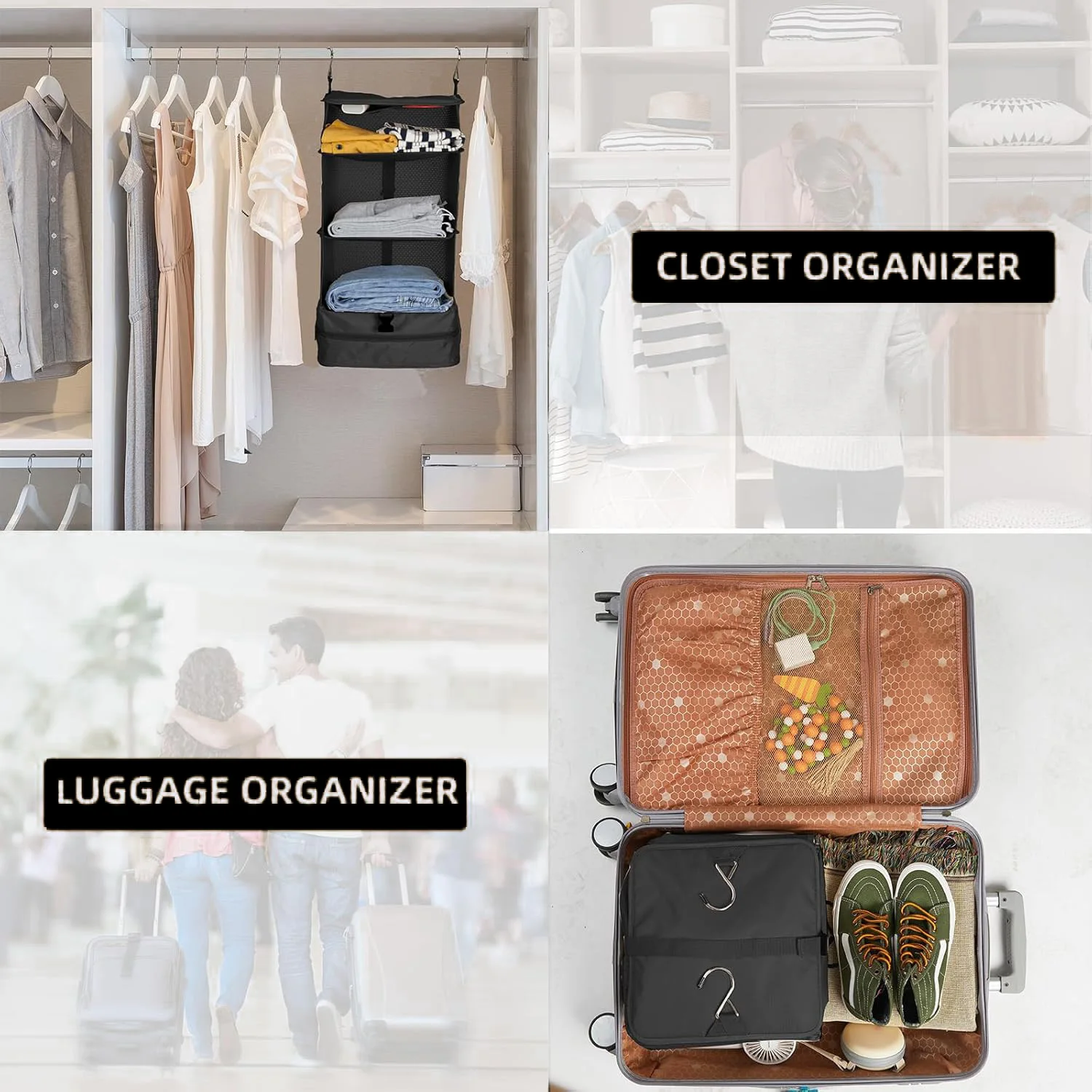 Luggage storage bag hanging packing cube, upgraded nylon fabric portable storage bag 16*10*21 inches, business travel essentials 6