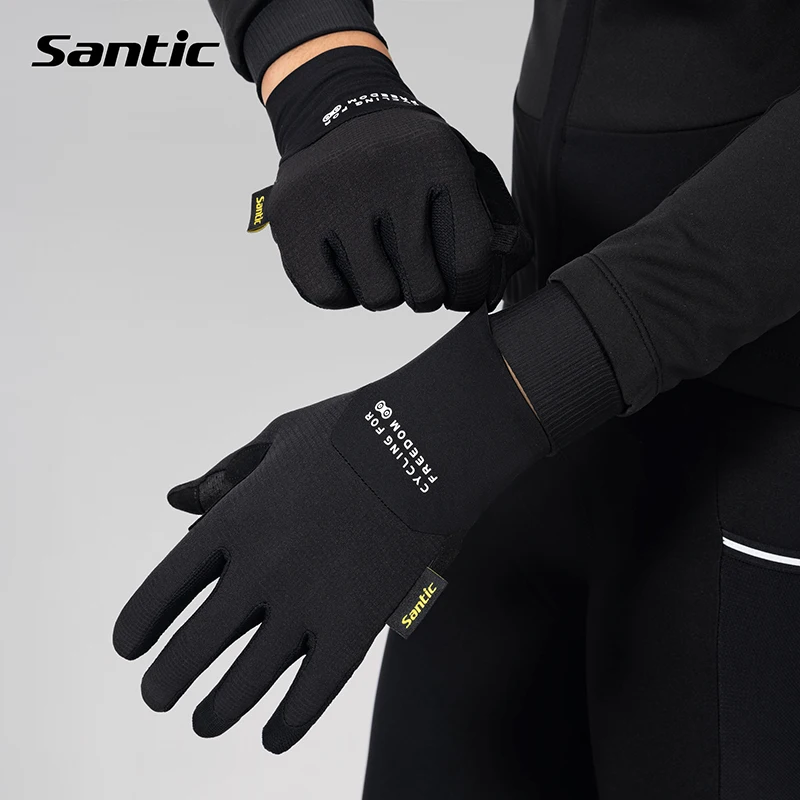 Santic Cycling Gloves Breathable Wear-resistant Sports Long Finger Gloves MTB Bicycle Shock-absorbing Full Finger WZ24P200H