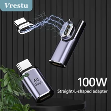 

Magnetic USB 4 Adapter 24Pin Type C Connector 8K PD100W Fast Charging 40GB Converter for MacBook for Thunderbolt 4 Elbow L-shape