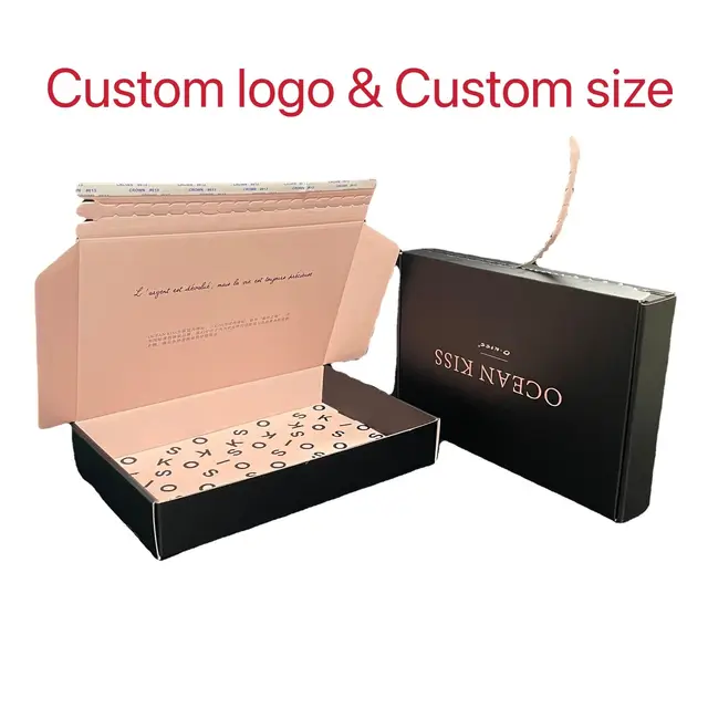 500 Pc Customlogo Méretű Papír Hullámosított Kraft Mailer Szállítás Box Karton Boxok Korrugált Doboz Nyomtatása - Image 2