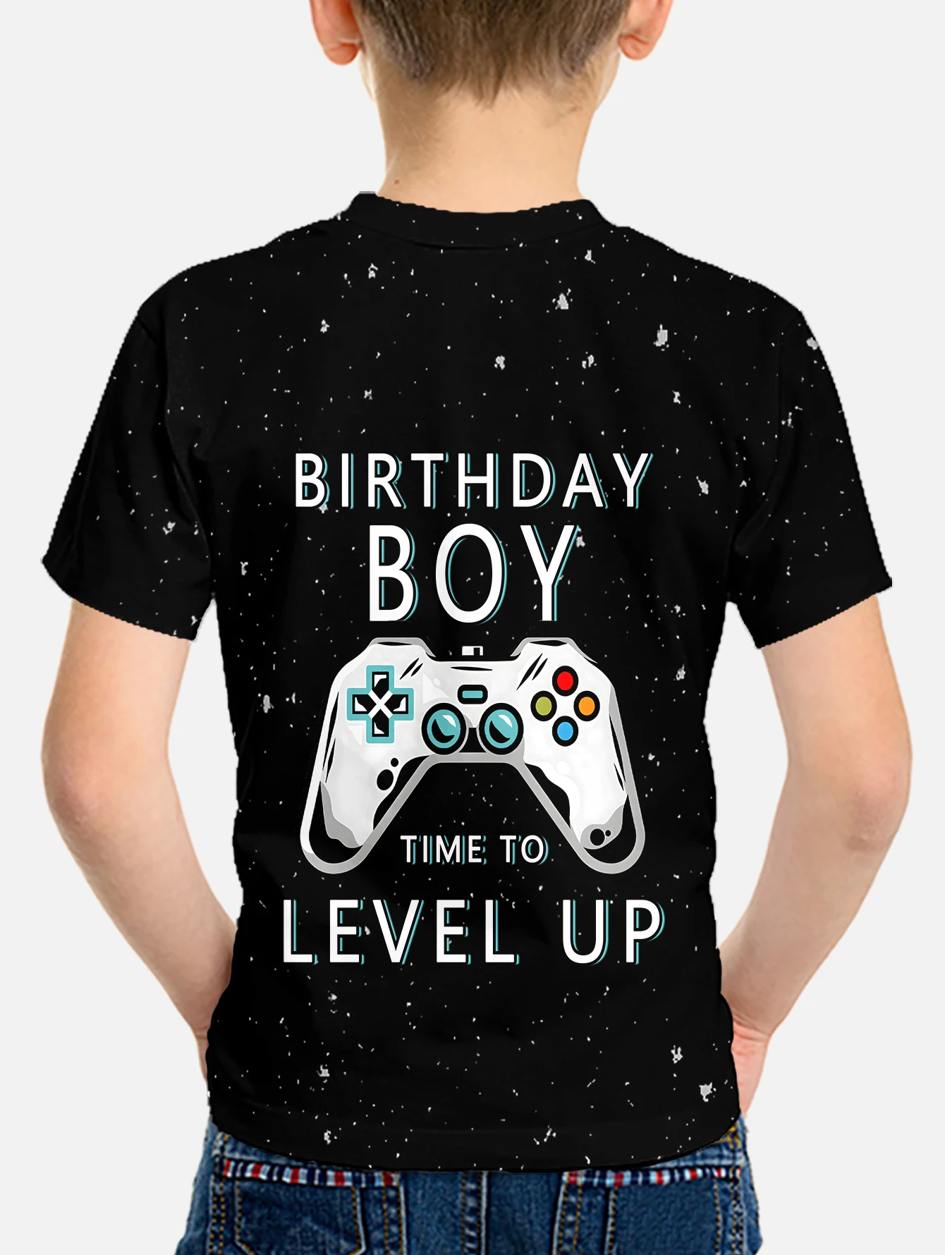 Children Top Shirts Children's Clothing Boys Short Birthday Boy Time To Level Up Sleeve Tops 2024 Kids Clothes Child T-shirt 2