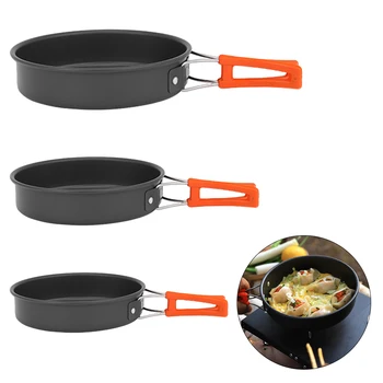 2-3 People Portable Pan Camping Frying Pan Non-stick Frying Pan Alumina Camping Cooking Pan Camping Cookware Cooking Supplies