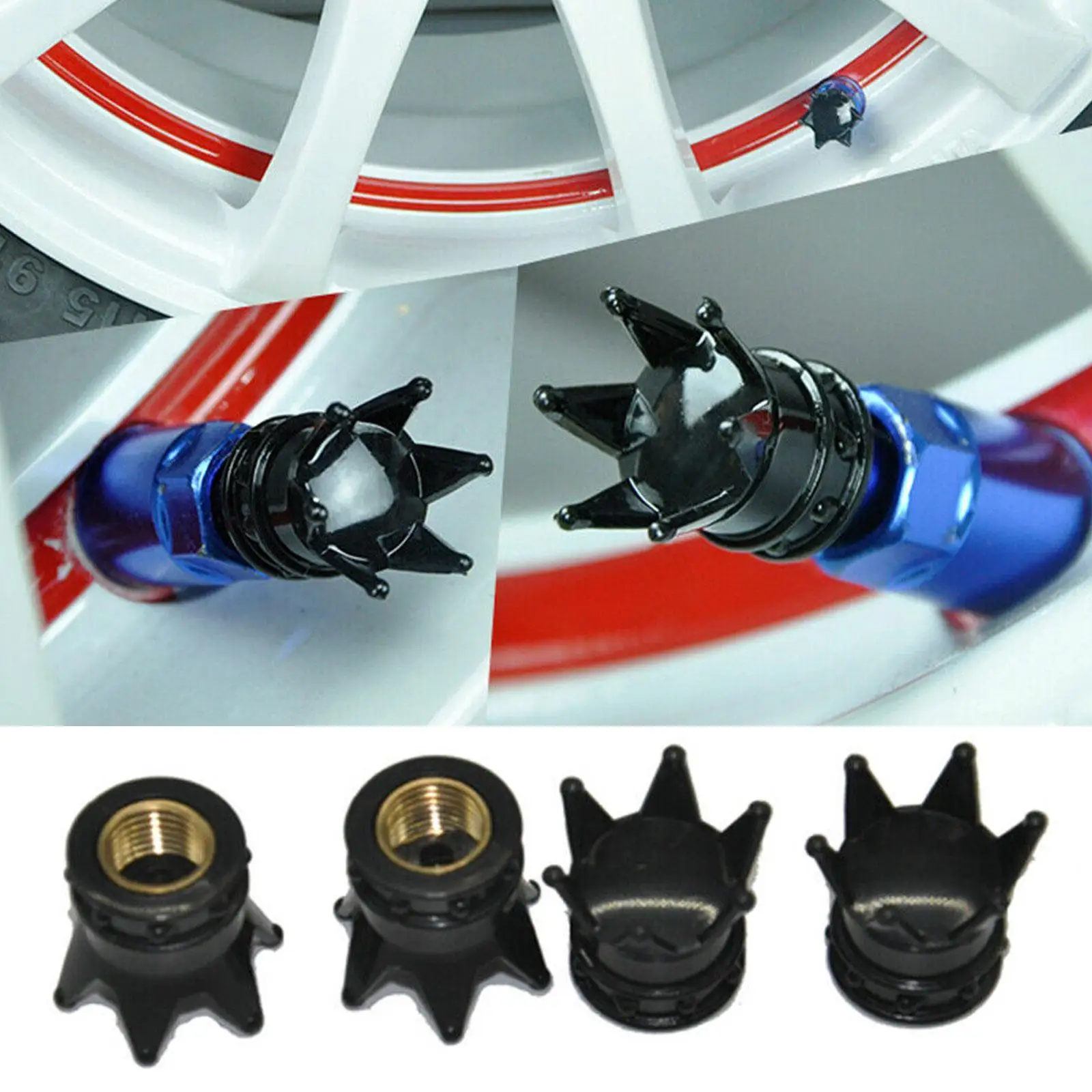 

Wheel Tire Valve Caps Cover Silver Crown BLACK Diamond Tyre Air Bicycle Stem Motorcycle Cover Truck Valve Car Dust Q6H1 Cap W3M2