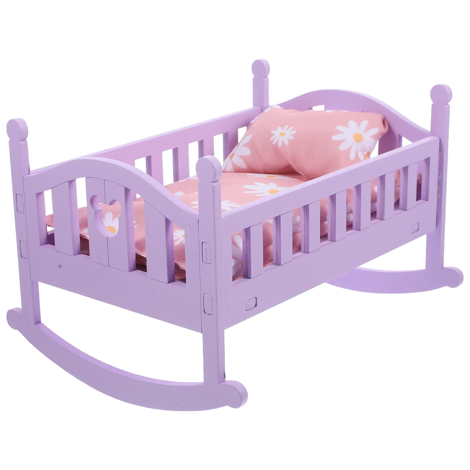 

1 Set Wooden Miniature Cradle Decor Wooden Cradle Furniture Mini House Accessory