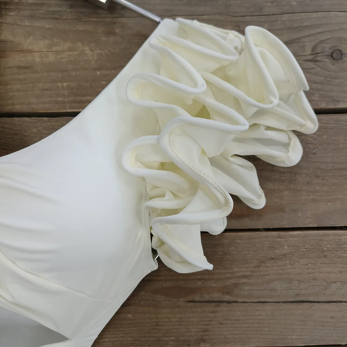 Women's Solid Color Swimwear Hollow Double-layer Ruffled Sexy Backless Swimsuit One-piece Swimsuit Bikini Summer Beach Wear