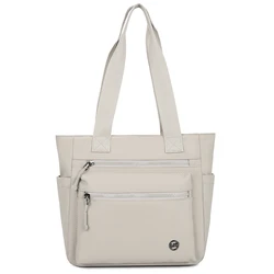 Women's Large Capacity Waterproof Canvas Tote Bag - Eco - friendly Shoulder Handbag for Work, School, Travel, and Daily Essentials (Beige)