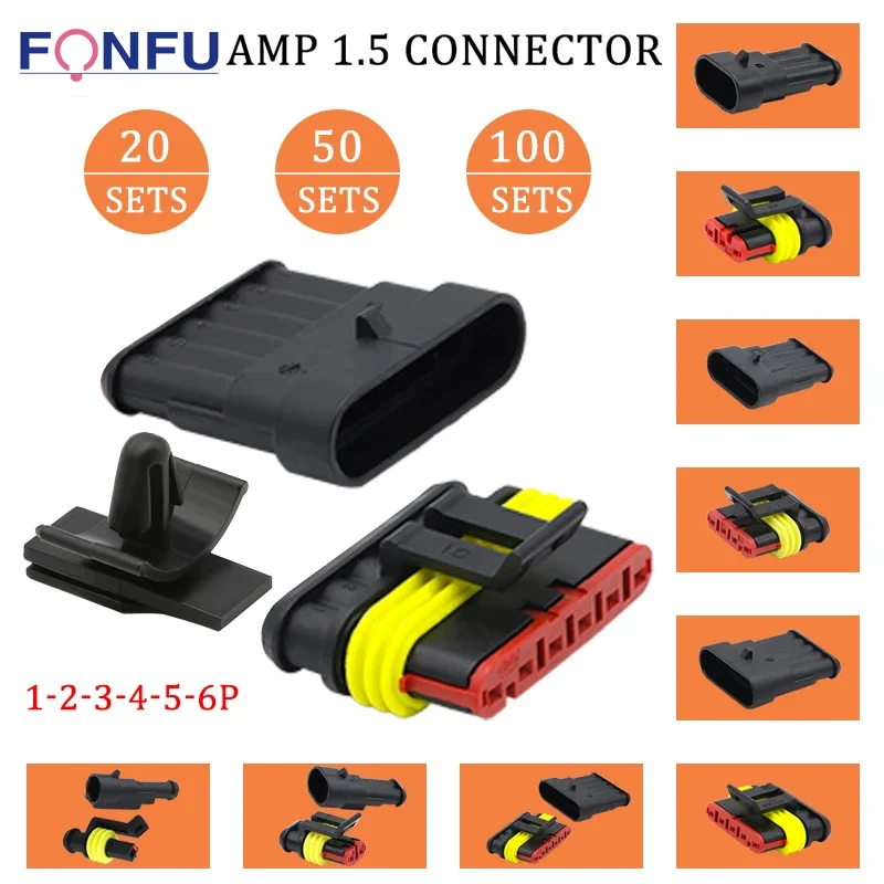 Conector de Fio Automotivo Super Selado Terminais Elétricos Masculinos de Plugue Fêmea para Carros Maneira Amp Pin Way 20 50 100sets