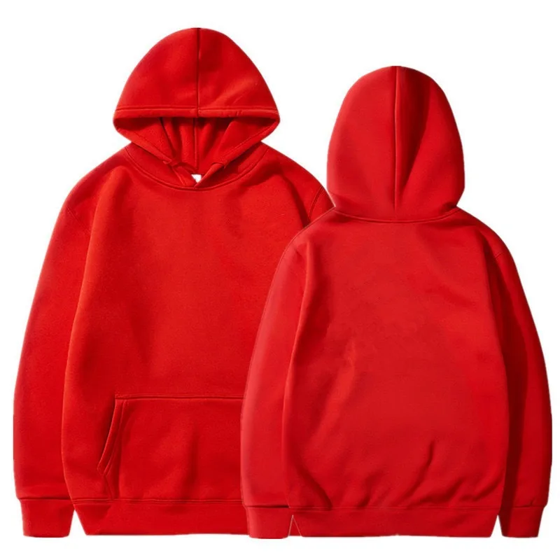 Men women Red Hoodies Autumn Long Sleeve Pullover Tops Casual Pocket Hoodies Unisex Outer Loose Sport Wear 5