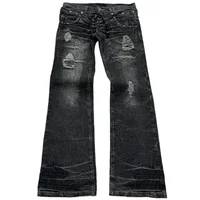 New retro double waisted lace up micro flared women pants streetwear Y2K washed high-quality design sense men and women jeans - Image 2