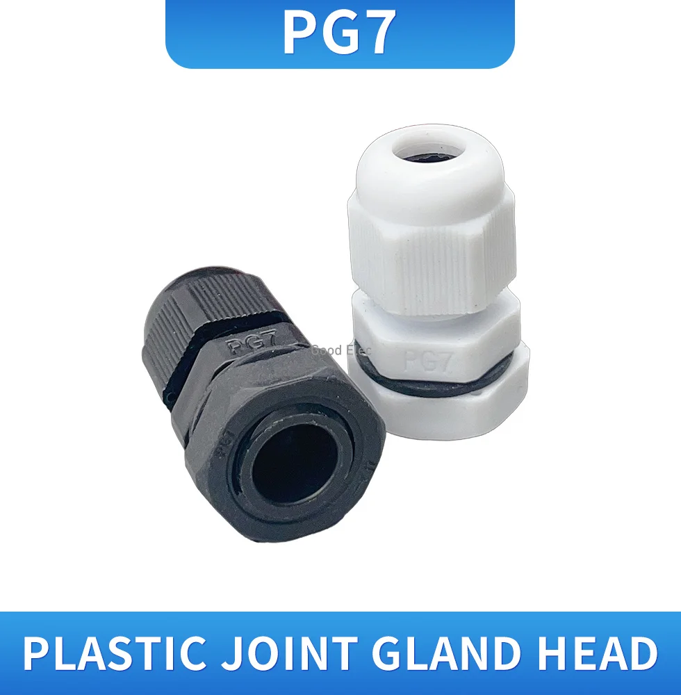 100pcs White Hot Sale IP68 Waterproof Nylon Plastic Cable Gland Connector PG7 for 3-6.5mm Cable