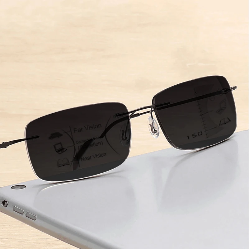

Frameless Photochromic Multifocal Reading Glasses Unisex Progressive Sports Glasses Anti-Blue Ray Ultra Light Readers Eyewear