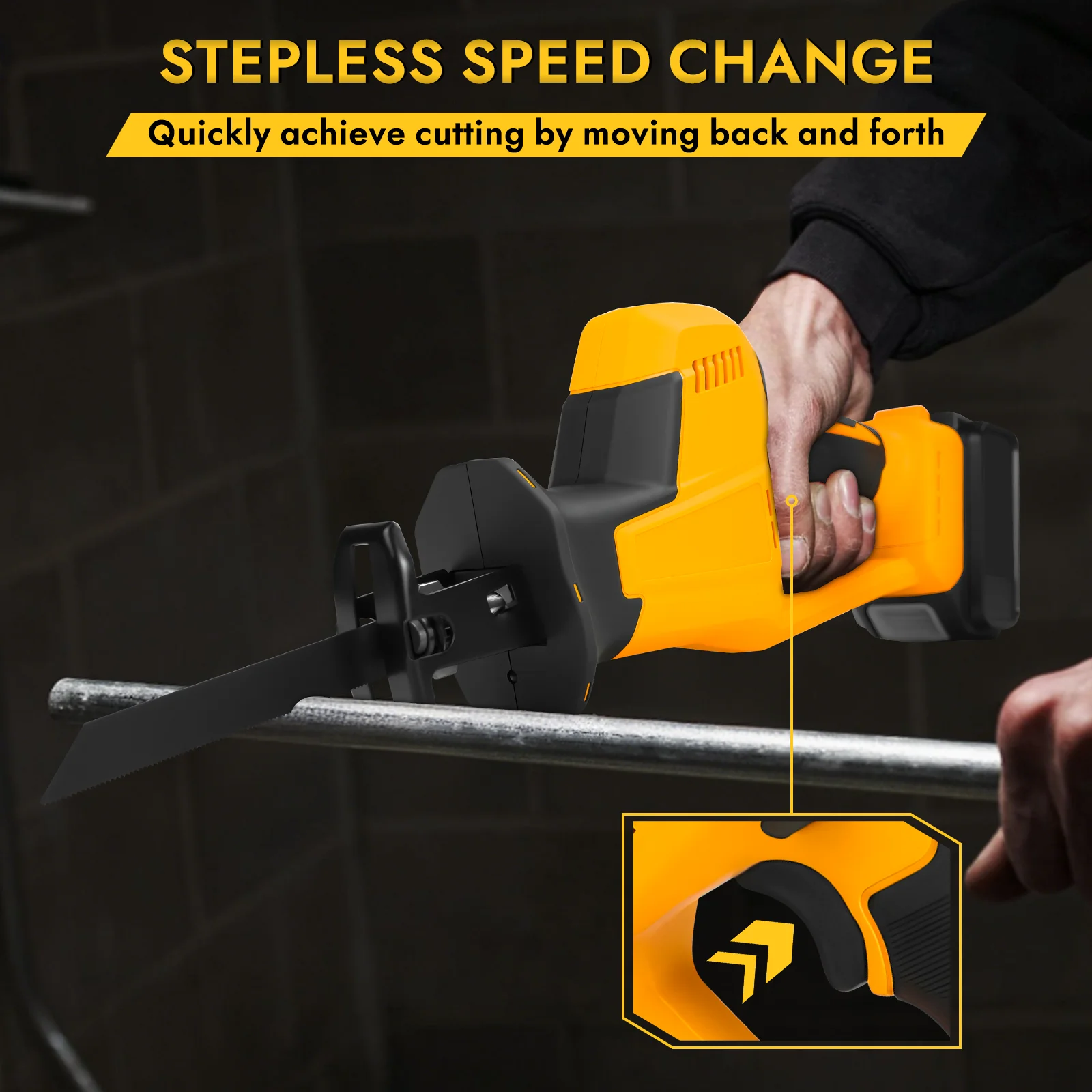 Brushless Electric Reciprocating Saw 3100SPM Cordless Saber Saw Wood Metal Pipe