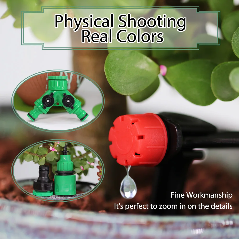 50 Meters Plant Timer Garden Watering System Irrigation 4/7mm Drip Kits Automatic Spray for Plants Adjustable Nozzles 4
