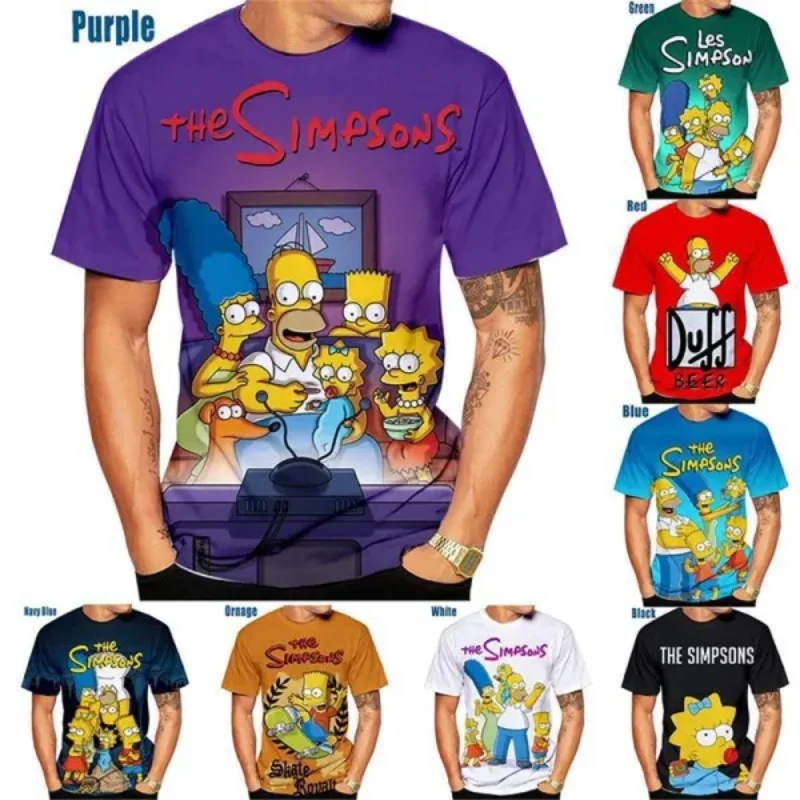 Disney The Simpsons T-Shirt Con Stampa 3D Ragazzi Ragazze Anime Figure Homer Simpson Magliette Grafiche Moda Harajuku Unisex Top Tees