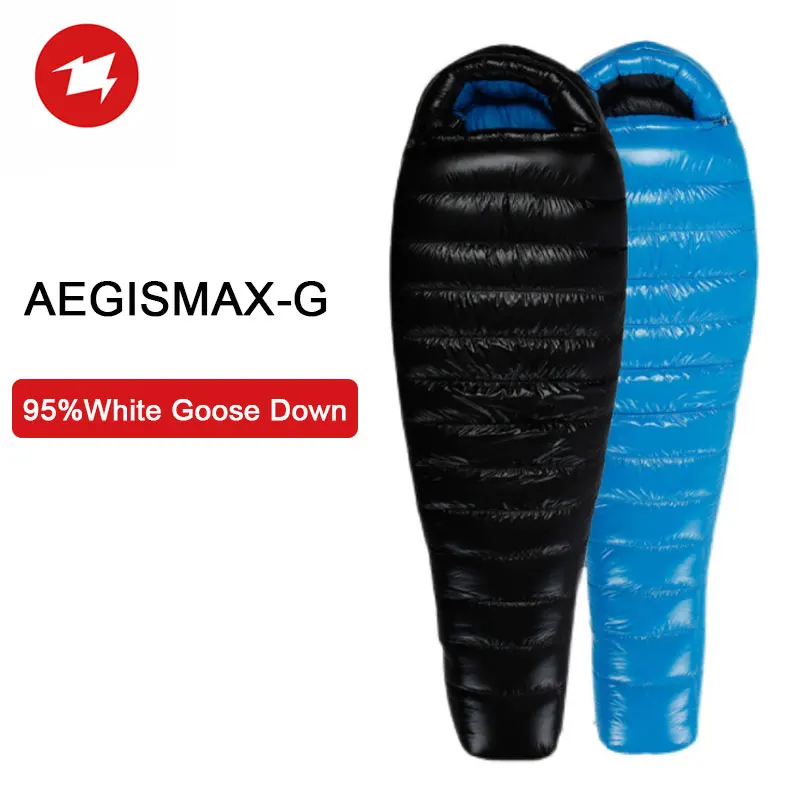 

AEGISMAX Mummy Type Thicken Warm Ultralight Outdoor Camping Travel Sleeping Bag 800FP White Goose Down Can Be Spliced Nylon Bag