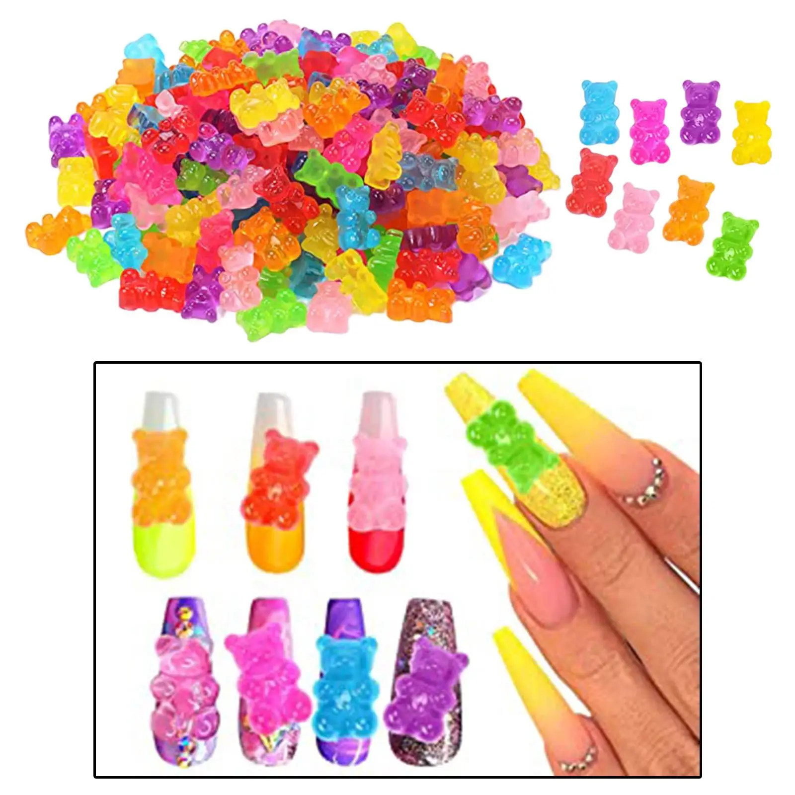 50 Pieces Gummy Bear Charms with Hole Flatback Resin for Children