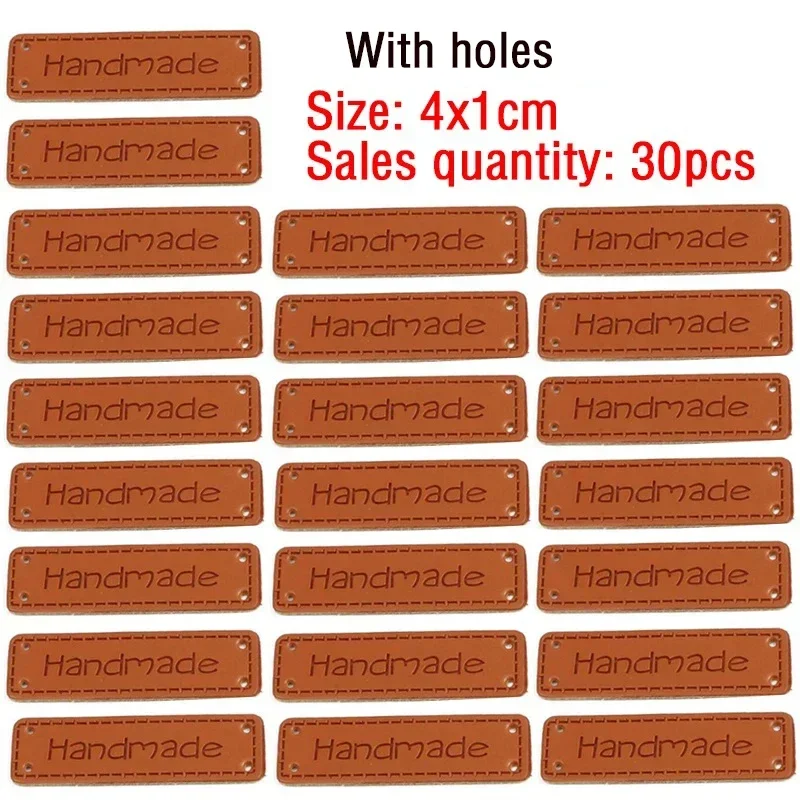تسميات للملابس 30 قطعة بولي Leather الجلود التسمية الملابس اليدوية التسمية مع ثقوب ديكور متماسكة العلامة DIY بها بنفسك الجينز حقيبة الأحذية قبعة الملحقات