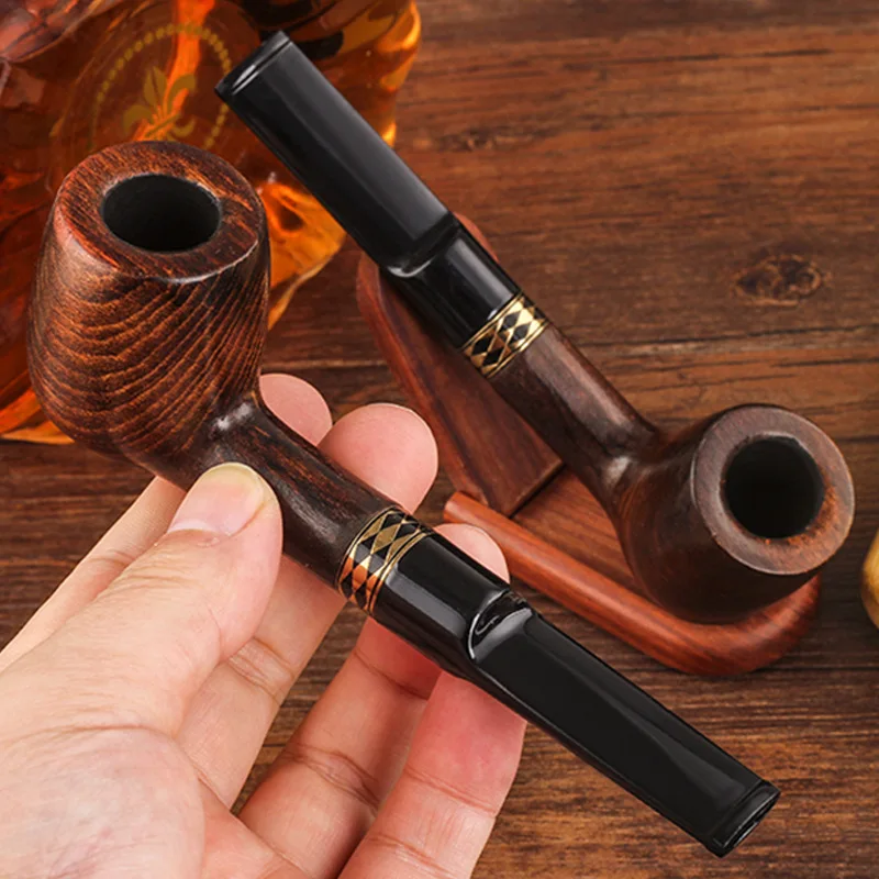 Beech Wood 9mm Filter Pipe For Cut Tobacco Bent Type Handle Handmade Smoking Pipe With Accessory Retro Gentleman Father's Gift