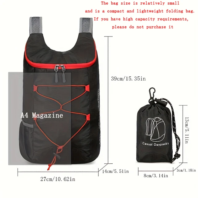 The foldable nylon outdoor lightweight backpack, simple handbag and hiking bag are suitable for outdoor sports and travel 2