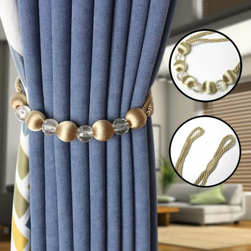 Description Picture 5 of itemBEL AVENIR 1Pc Bead Curtain Tieback Home Decor Gold Curtain Accessories Holdback Curtains Holder Buckle Rope Room Accessories