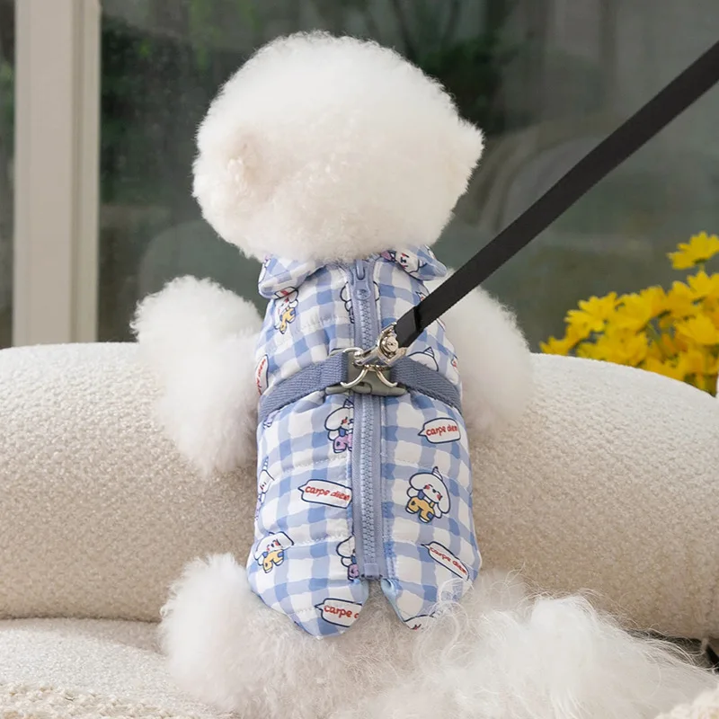 

Dogs Fall and Winter Outdoor Traction Vest Thicken Warm Cat Cat Coat Pet Two-legged Shell Jacket Pet Clothing