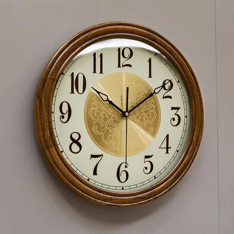 Solid Wood Wall Clock Modern Living Room Large Clock Aesthetic Watch Silent Creative Home Decoration Accessories Interior