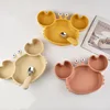 3Pcs/Set Baby Safe Silicone Dining Plate Food Feeding With Spoon Fork Cartoon Children Dishes Prevent Tipping Over And BPA Free 4