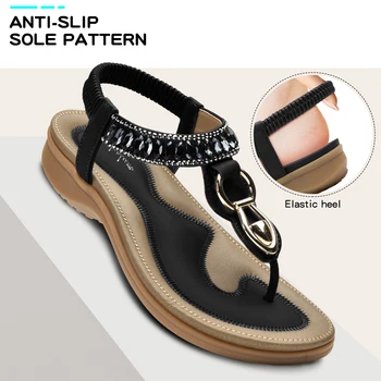 Womens T-Strap Flip Flop Thong Sandals Beach Shoes for Women Comfortable Summer Dressy Flat Sandals 5