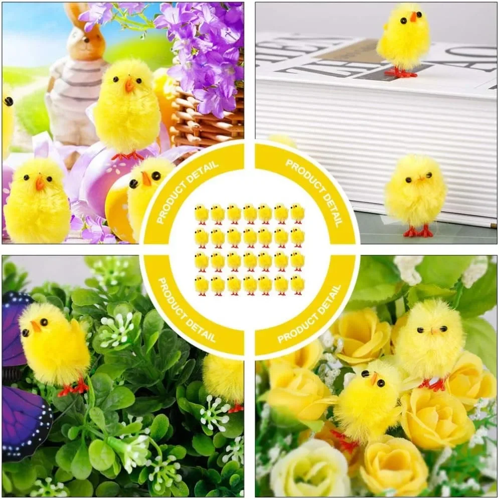 Cute Easter Chick Mini Animal Simulation Plush Small Yellow Chicken DIY Party Decoration Easter Gift Decoration