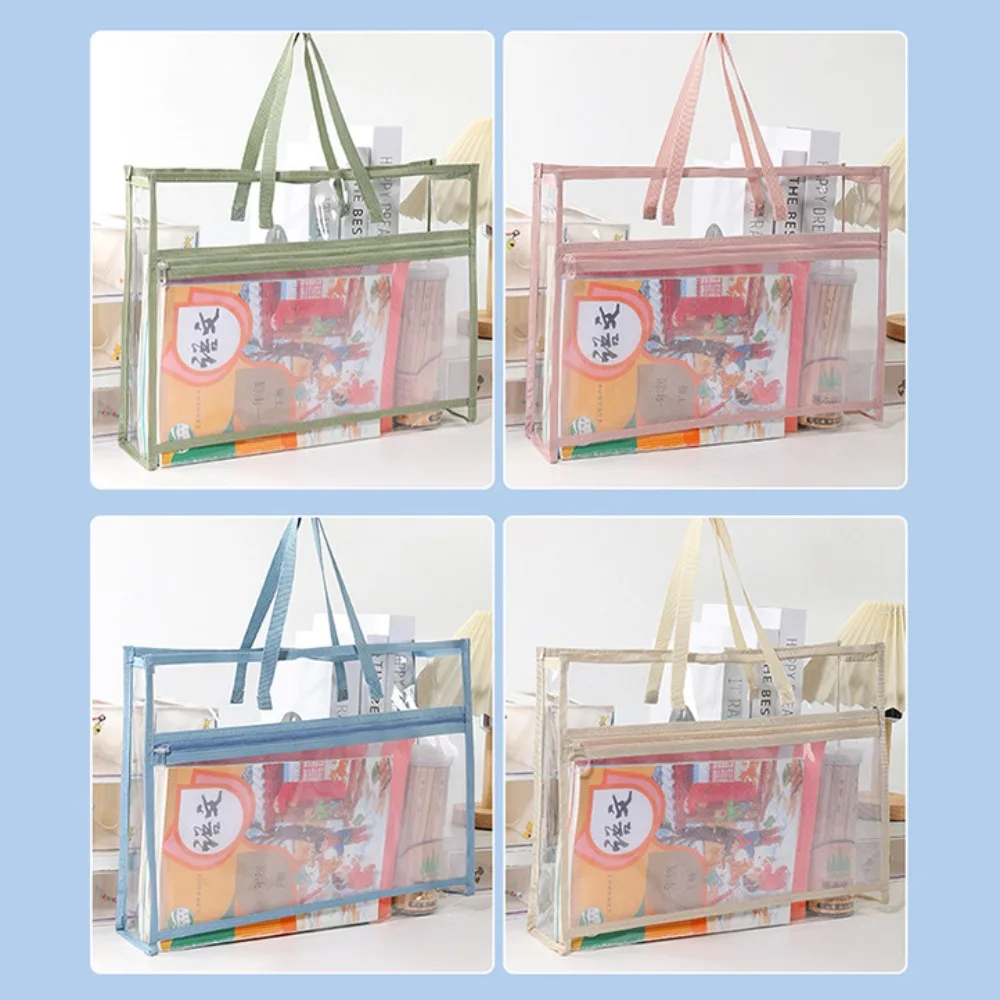 PVC 파우치 가방, 다기능 투명 파일 가방, 두꺼운 대용량 문서 가방, 학교 사무용품, 신제품