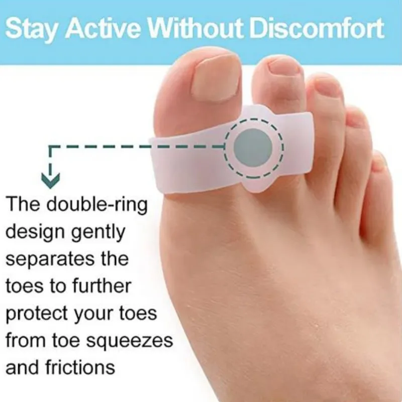 2pcs=1pair Silicone Two Hole Toe Separator Gel Foot Finger Protector Bunion Orthopedic Hallux Valgus Guard Straightener Pedicure 3
