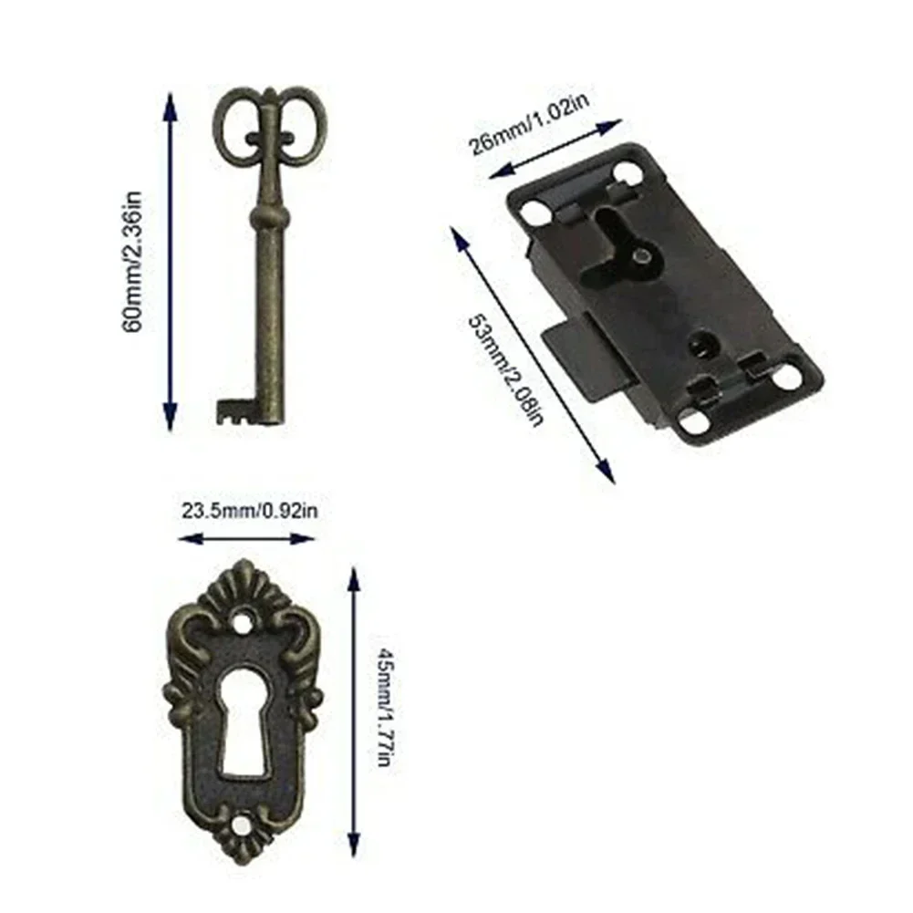 Cabinet Door Locks Drawer Lock 3-piece Set Jewelry Cabinet Antique Lock Wooden Door Locks Furniture Antique NE