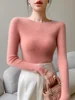 CHICUU Autumn Winter Women Cashmere Sweater Slim O-neck Pullover 100% Merino Wool Knitwear Basic Bottom Sweater Korean Popular 5
