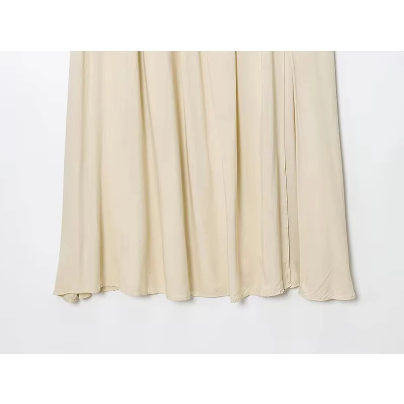 With Belt Splicing Long Skirts For Women Fashion 2025 New Chic Elegant Midi Skirt High Street Casual Holiday Beach Skirts