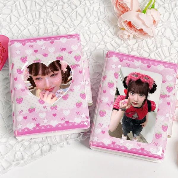 Steve Pink Strawberry Series Reverse Button Integrated Photo Album 3-inch Photo Card Display And Storage Book