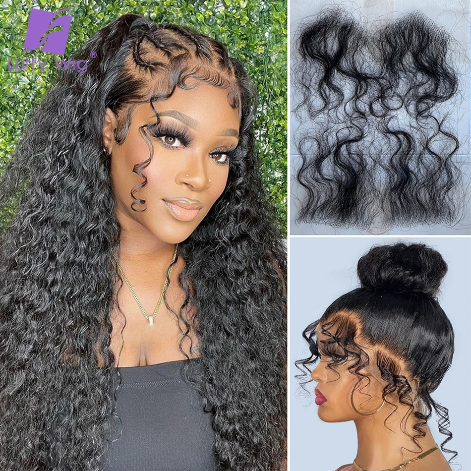 Curly HD Lace Baby Hair Edge Stripes Human Hair 4 Pieces Reusable Swiss Lace Hairline Natural Color for Women human hair lace frontal