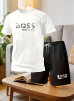 Ensemble de costume pour homme 2 pièces, ensemble décontracté et confortable pour homme, comprenant un t-shirt et un short, adapté aux activités sportives et de fitness, été 6