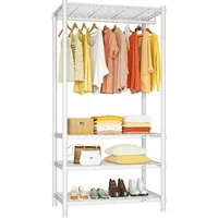 4-Tier Freestanding Garment Rack Suit for Small Space and Corner, Closet Organizer System Portable Closet Wardrobe 1