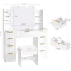 Makeup Vanity Desk with Mirror and Lights,Large Vanity with Drawers & Glass Top,Makeup Table with Power Outlet,3 Lighting Modes 6