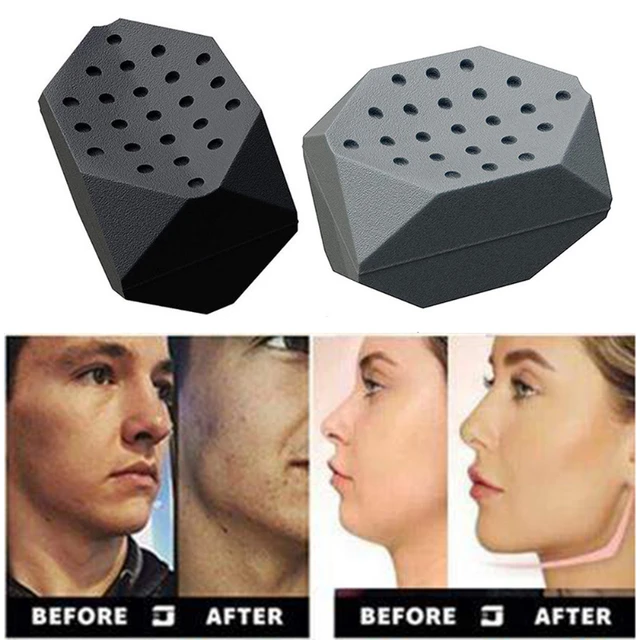 Ejercitador de mandíbula de 2 piezas, entrenador de Jawline, doble mentón,  masticar, morder, músculo, antiestrés, Bola de Fitness Facial, 50/60 libras