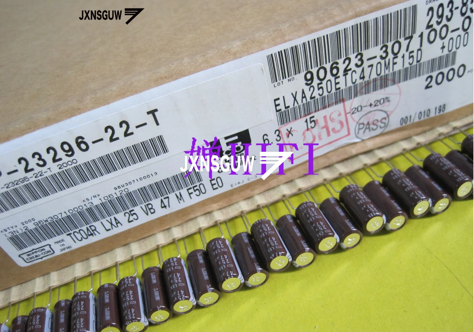 Алюминиевый электролитический конденсатор NIPPON LXA 25V47UF 6X15MM NCC 47 мкФ/25V CHEMI-CON 105 градусов 47 мкФ 25V, 20 шт.
